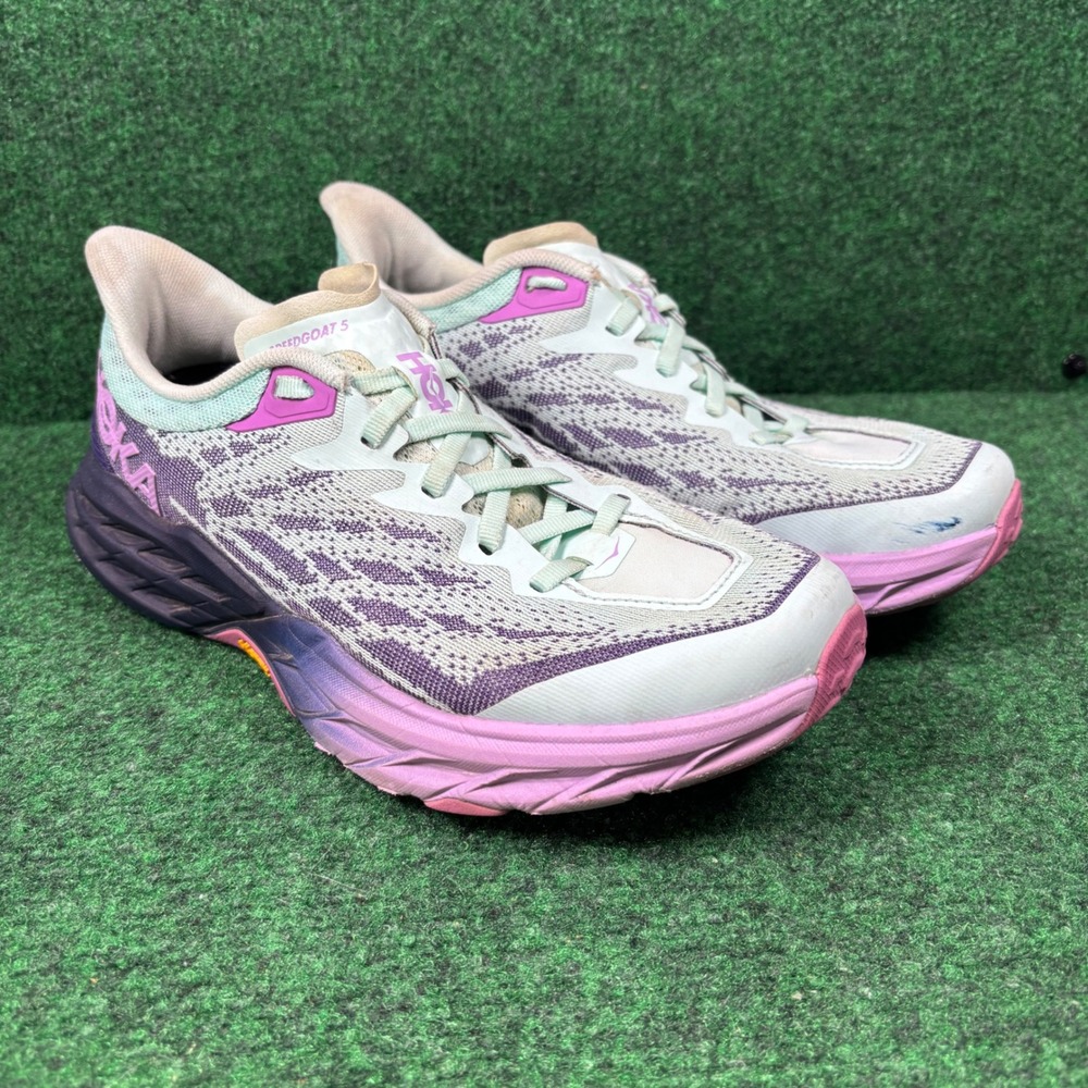 Hoka Speedgoat 5 Womens 7.5 D Wide Trail Running Shoes Blue Purple 1123158 - Picture 2 of 8